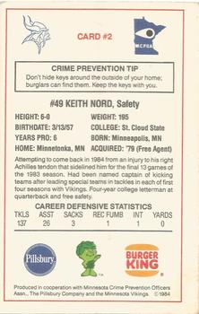 1984 Minnesota Vikings Police #2 Keith Nord Back