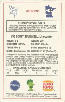 1984 Minnesota Vikings Police #12 Scott Studwell Back