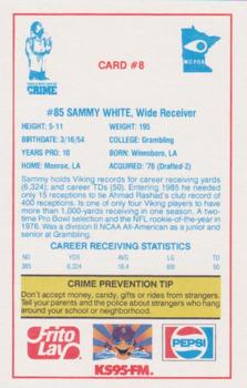 1985 Minnesota Vikings Police #8 Sammy White Back