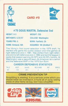 1985 Minnesota Vikings Police #9 Doug Martin Back