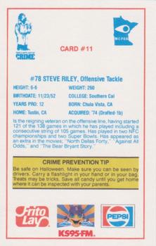 1985 Minnesota Vikings Police #11 Steve Riley Back
