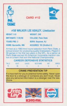 1985 Minnesota Vikings Police #12 Walker Lee Ashley Back