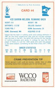 1988 Minnesota Vikings Police #4 Darrin Nelson Back