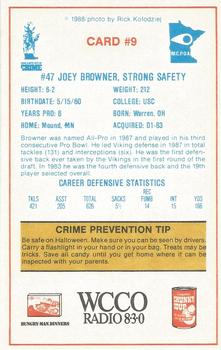 1988 Minnesota Vikings Police #9 Joey Browner Back