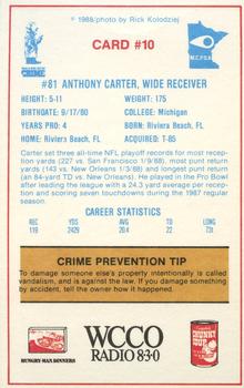 1988 Minnesota Vikings Police #10 Anthony Carter Back