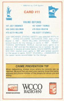 1988 Minnesota Vikings Police #11 Vikings Defense Back