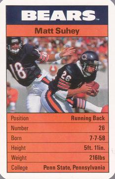 1987 Ace Fact Pack Chicago Bears #20 Matt Suhey Front