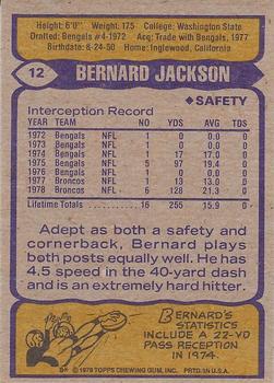 1979 Topps - Cream Colored Back #12 Bernard Jackson Back