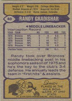 1979 Topps - Cream Colored Back #40 Randy Gradishar Back