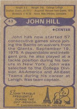 1979 Topps - Cream Colored Back #43 John Hill Back