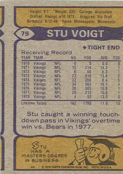 1979 Topps - Cream Colored Back #79 Stu Voigt Back