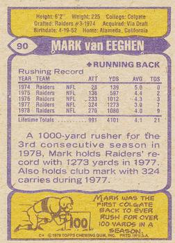 1979 Topps - Cream Colored Back #90 Mark van Eeghen Back