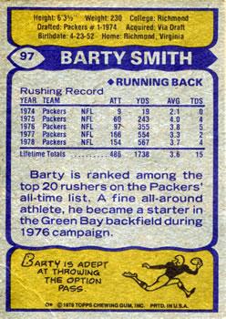 1979 Topps - Cream Colored Back #97 Barty Smith Back