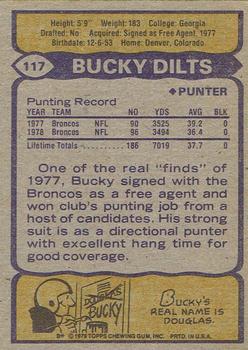 1979 Topps - Cream Colored Back #117 Bucky Dilts Back