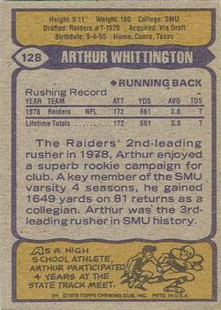 1979 Topps - Cream Colored Back #128 Arthur Whittington Back