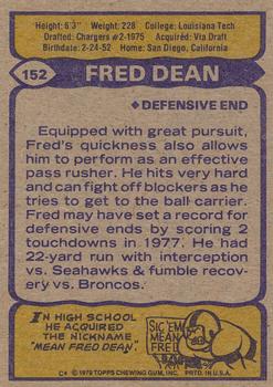 1979 Topps - Cream Colored Back #152 Fred Dean Back