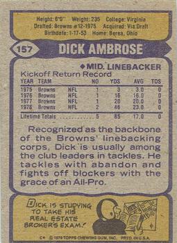 1979 Topps - Cream Colored Back #157 Dick Ambrose Back