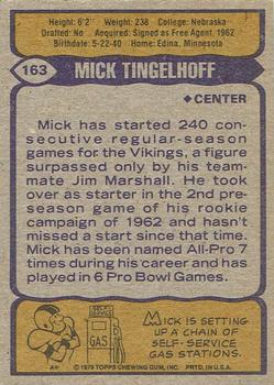 1979 Topps - Cream Colored Back #163 Mick Tingelhoff Back
