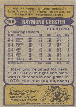 1979 Topps - Cream Colored Back #189 Raymond Chester Back