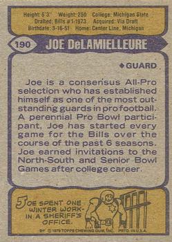 1979 Topps - Cream Colored Back #190 Joe DeLamielleure Back