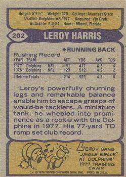 1979 Topps - Cream Colored Back #202 Leroy Harris Back