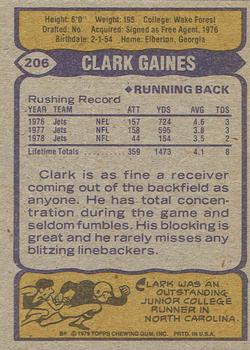 1979 Topps - Cream Colored Back #206 Clark Gaines Back