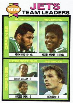 1979 Topps - Cream Colored Back #226 Kevin Long / Wesley Walker / Bobby Jackson / Burgess Owens / Joe Klecko Front