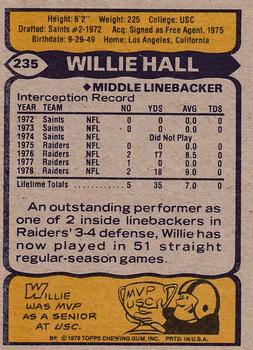 1979 Topps - Cream Colored Back #235 Willie Hall Back