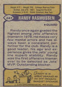 1979 Topps - Cream Colored Back #247 Randy Rasmussen Back