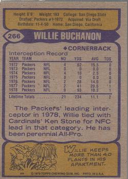 1979 Topps - Cream Colored Back #266 Willie Buchanon Back