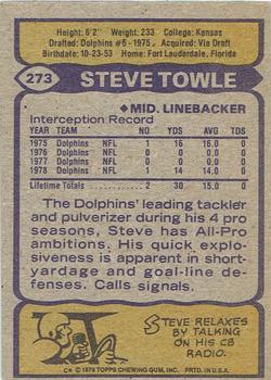 1979 Topps - Cream Colored Back #273 Steve Towle Back