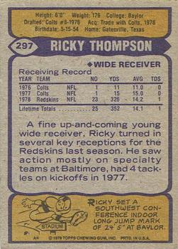 1979 Topps - Cream Colored Back #297 Ricky Thompson Back