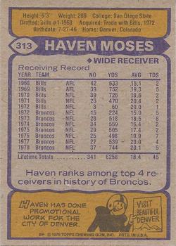 1979 Topps - Cream Colored Back #313 Haven Moses Back