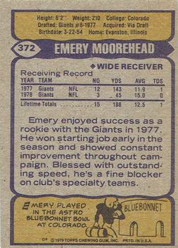 1979 Topps - Cream Colored Back #372 Emery Moorehead Back