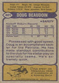 1979 Topps - Cream Colored Back #401 Doug Beaudoin Back