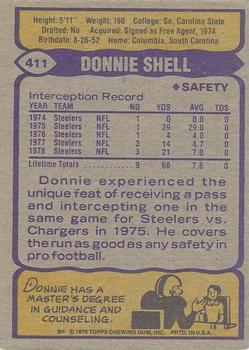 1979 Topps - Cream Colored Back #411 Donnie Shell Back