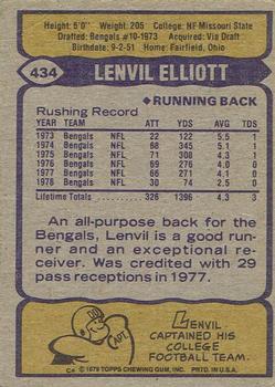 1979 Topps - Cream Colored Back #434 Lenvil Elliott Back