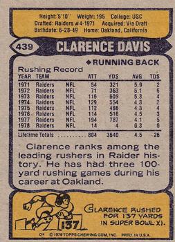 1979 Topps - Cream Colored Back #439 Clarence Davis Back