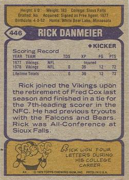 1979 Topps - Cream Colored Back #446 Rick Danmeier Back