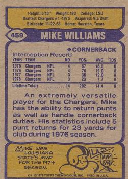 1979 Topps - Cream Colored Back #459 Mike Williams Back