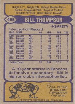 1979 Topps - Cream Colored Back #465 Bill Thompson Back
