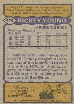 1979 Topps - Cream Colored Back #470 Rickey Young Back