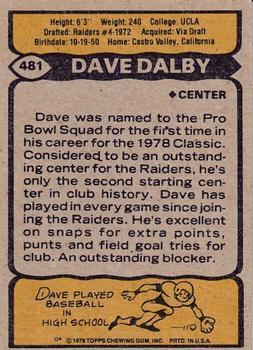 1979 Topps - Cream Colored Back #481 Dave Dalby Back