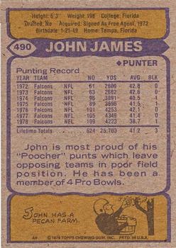 1979 Topps - Cream Colored Back #490 John James Back