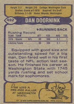 1979 Topps - Cream Colored Back #492 Dan Doornink Back