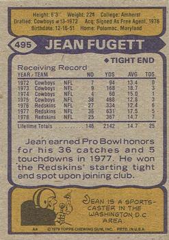 1979 Topps - Cream Colored Back #495 Jean Fugett Back