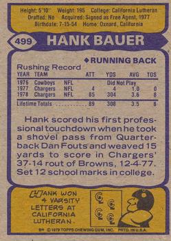 1979 Topps - Cream Colored Back #499 Hank Bauer Back
