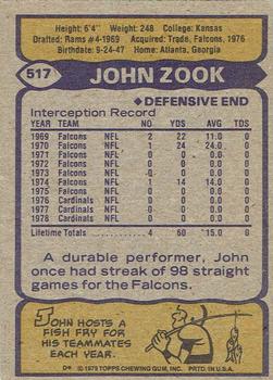 1979 Topps - Cream Colored Back #517 John Zook Back
