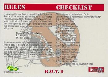 1994 Classic NFL Draft - Rookie of the Year Sweepstakes #R.O.Y.8 Lake Dawson Back