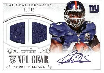 2014 Panini National Treasures - Rookie NFL Gear Dual Materials Signatures #RGS-WI Andre Williams Front